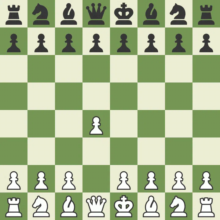 Position d'ouverture d'une partie d'échecs animée en GIF