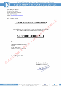 Diplôme d'Arbitre Fédéral de Niveau 4