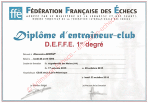 Diplôme d'Entraîneur de la Fédération Française des Échecs